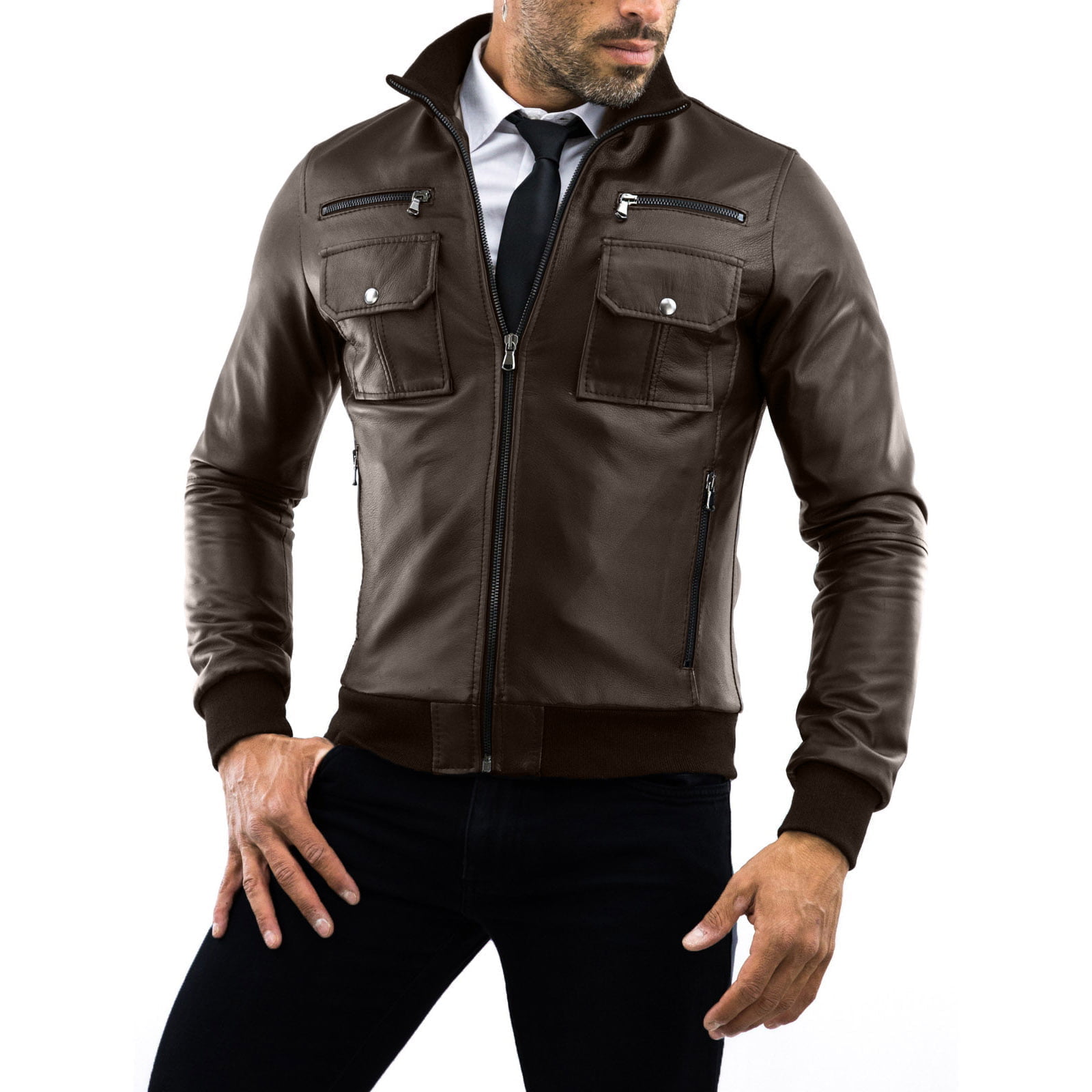Genuine Leather Jacket Biker Coat Men’s Slim Hand Made in Italy Cod.193M Rindway